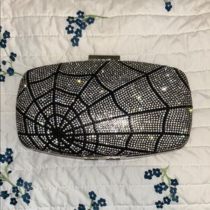 Elegant Black and Silver Spider Web Clutch